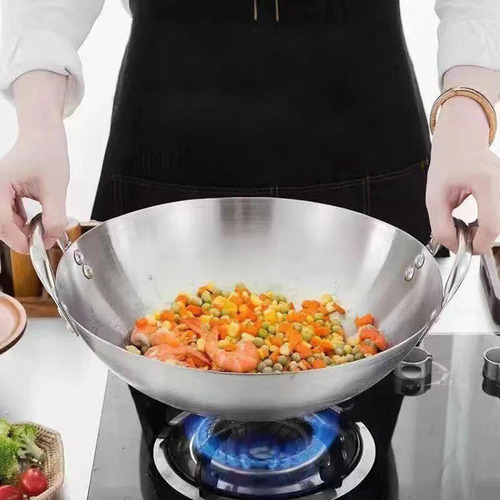 Sartén Wok De Acero Inoxidable Sartén Salteadora 36 Cm