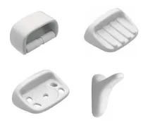 Comprar Accesorios Baño Ferrum Compacto 4 Accesorios De Pegar Blanco