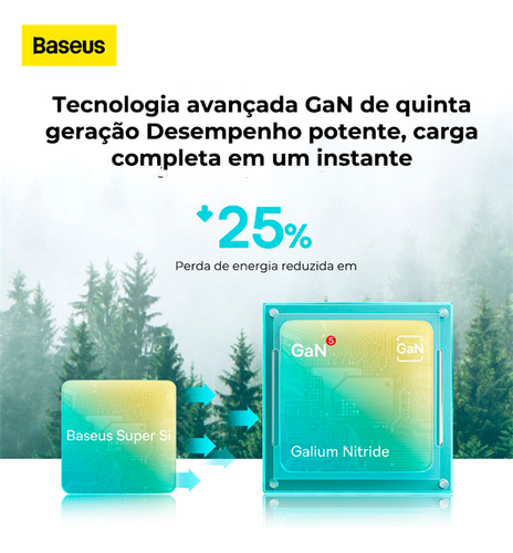 Carregador Baseus Turbo 20w Gan5 Usb-c Para Android E iPhone