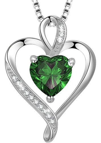 Cadena De Plata Mujer Chapado Cadena Oro 14k Dije Corazón Color Verde