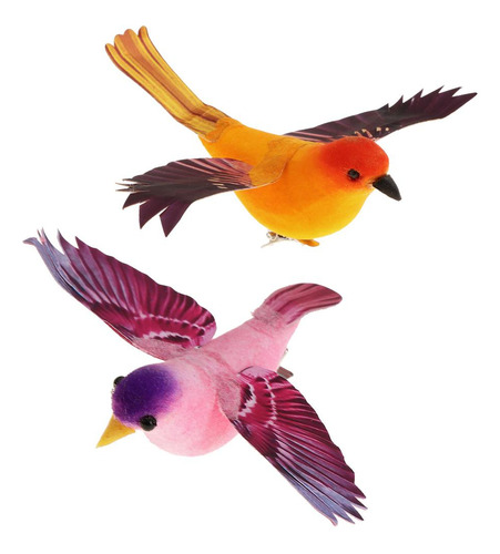 2 Piezas De Aves De Plumas De Espuma Artificial Para Adornos