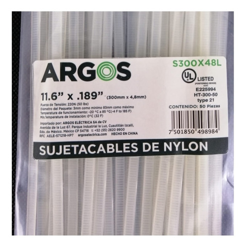 Imagen 2 de 3 de Cincho Sujeta Cables 11.6x.189 /300 X 4.8mm