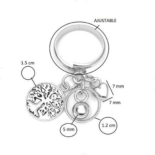Imagen 3 de 10 de Anillo Arbol De La Vida Ajustable Colgantes Plata 925 Agálea