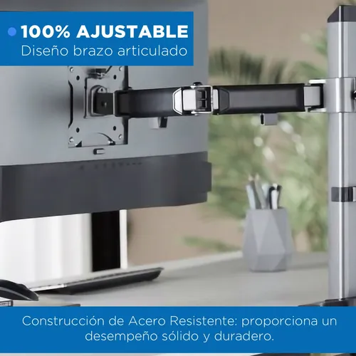 Soporte Brazo Articulado Doble Monitor Linkon Escritorio Negro