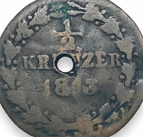 Moneda Antigua De Ciudad De Nassau Alemania 1/4 Kreuzer 1813 (Usado)