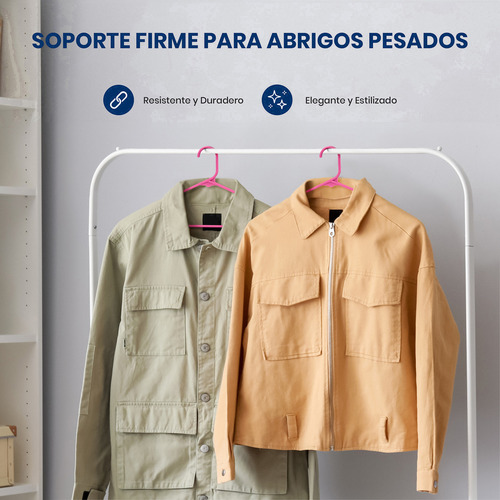 100 Ganchos de Plastico Premium SereneLife, Antideslizantes, Ahorradores de Espacio, Duraderos y Resistentes, para Camisas, Suéteres, Sudaderas, Abrigos, Pantalones y Vestidos, Rosa