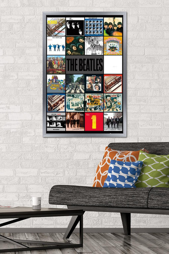 Póster The Beatles 61 X 91 Cm Enmarcado Plata