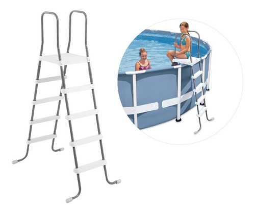 Escalera Para Pileta Intex 132 X 48cm Acero Inoxidable Y Pvc