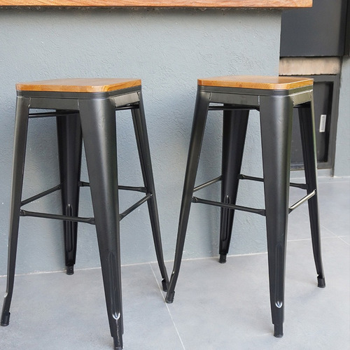 Imagen 2 de 4 de Banqueta Asiento Madera Colores Vintage Barra Hlc Home