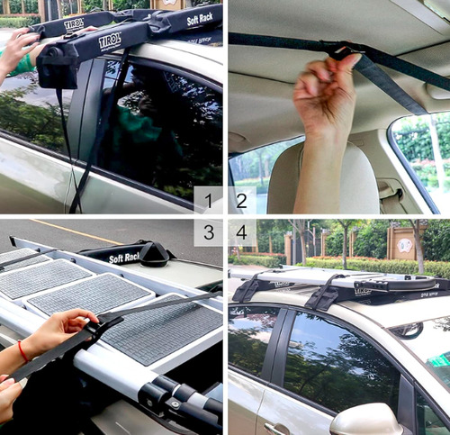 Soft Rack Auto Barra Baca Goma Kayaks Tablas Autos + Catraca