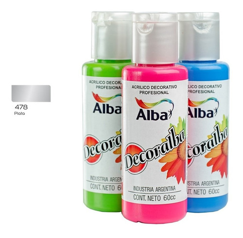 Acrilico Alba Decoralba  60ml Plata