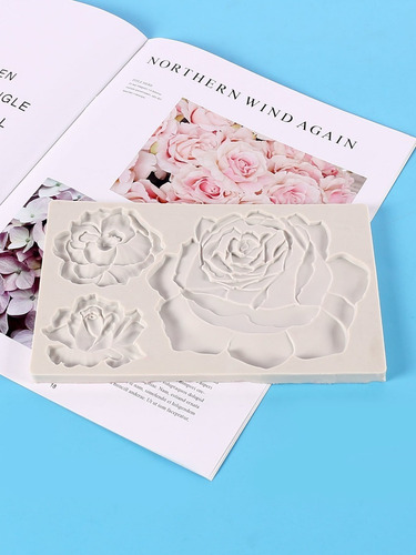 Molde Silicona Floral 3 Rosas - Repostería Resina Artesanal Color Colores