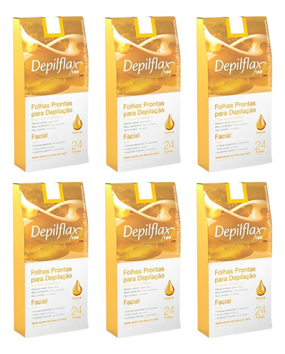 Depilatorio Depilflax Folhas Prontas Facial C/24 Natural-6un