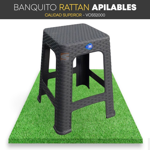 Imagen 4 de 9 de Banquito Banco Banqueta Reforzado Ratan Voss2000 Calidad X4
