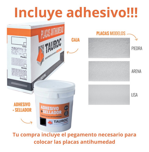 Placa De Yeso Antihumedad Tauroc Revestimiento + Adhesivo