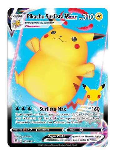 Pikachu Surfista V-max Foil Pokémon Carta Em Português 9/25