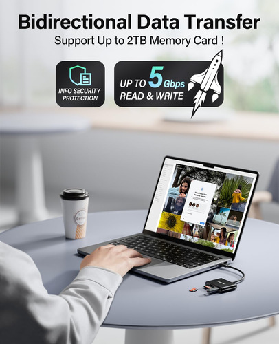 Lector De Tarjetas Usb C A Sd Hicober De 2 Tb De Capacidad P