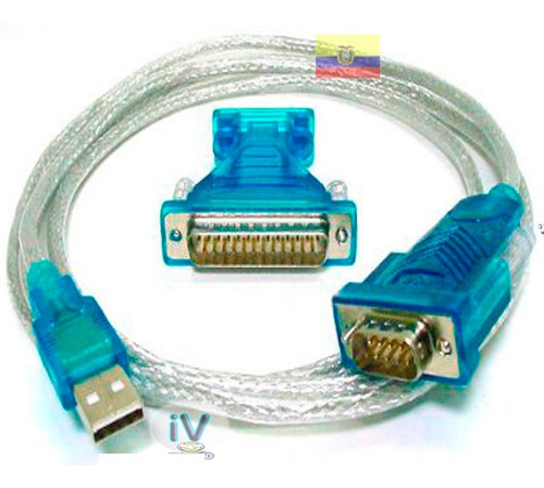 Cable Adaptador De Usb A Serial Db9 Macho Y Serial Db25 Mach