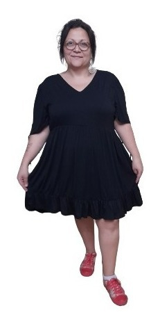 Imagen 4 de 7 de Vestido Escote V Comodo Y Elegante Talles Grandes Especiales