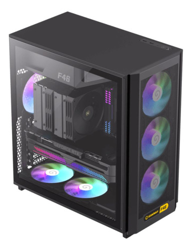 Gabinete Mid Tower Gamemax F46 4 Fan Argb Vidrio Templado Negro