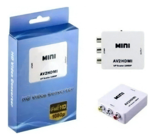 Mini Conversor Av2 Rca Para Hdmi Com Áudio 1080p Full Hd