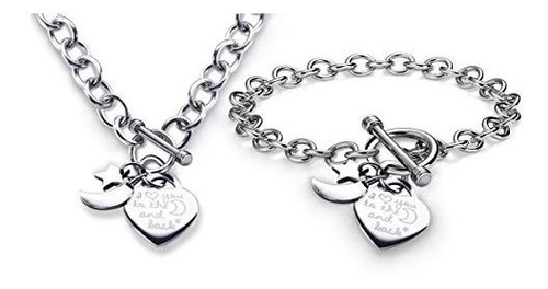 Charm Bracelet Y Necklace Set I Love You To The Moon Y Back