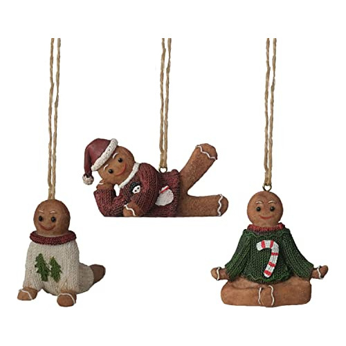Yoga Gingerbread Man Adornos 3pc | 3? Ugly Christmas ...