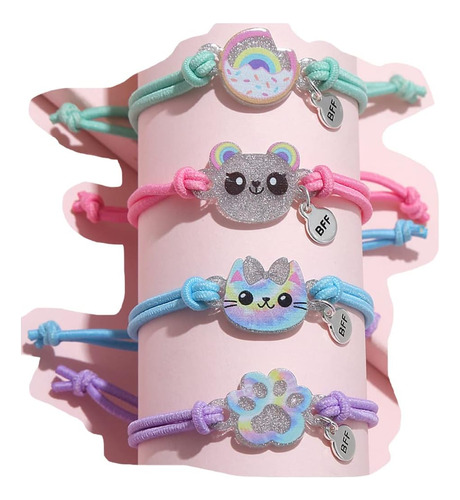 Colorful Bling Juego De 4 Pulseras Bff Encantadoras, Koala K