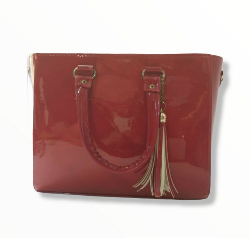 Imagen 1 de 3 de Bolsa De Dama Roja Charol Tenorio