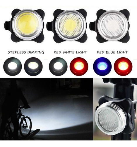 Juego De Luces Traseras Para Bicicleta De Montaña Cob Warnin