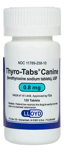 Thyro-tabs Hipotiroidismo Perros 0,8mg X 120 Tabletas