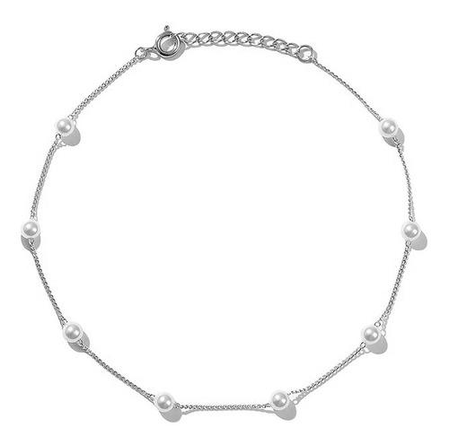 Tobillera De Perlas, Plata 925 Regalo Mujer + Cajita