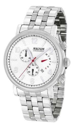 Relógio Masculino Magnum Cronógrafo Ma35226q - Prata Fundo Branco