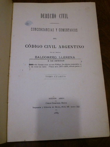 Concordancias Comentarios Código Civil Arg 1889- Llerena