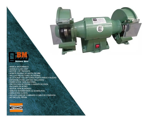 Amoladora De Banco Motormech Profesional 1 Hp Trifasica 380v