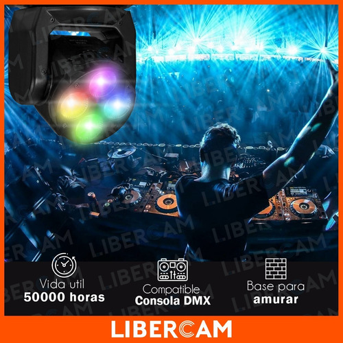 Imagen 7 de 10 de Cabezal Móvil Led Mini Beam 4 Led X 10w Rgbw Fiestas Boliche