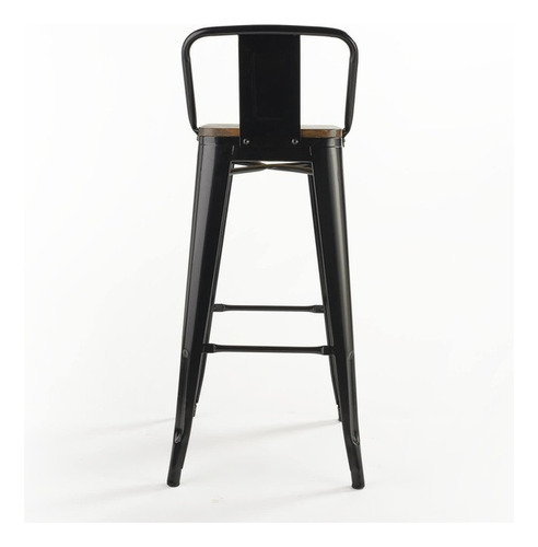 Pack 4 Taburetes Tolix Asiento Madera Altura 66 Cm Laqueado Negro