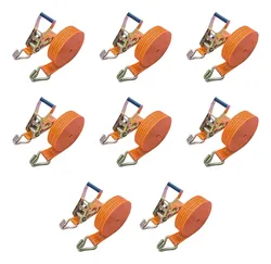 Comprar Kit 08 Jogo Cinta Catraca Amarração De Carga 9 M 3 Ton Cor Laranja no Mercado Livre