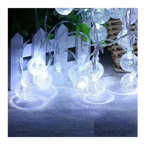 Imagen 5 de 9 de Luces Guirnalda 50 Led Bolita Cristal 5 Metros A Pila Frío.*