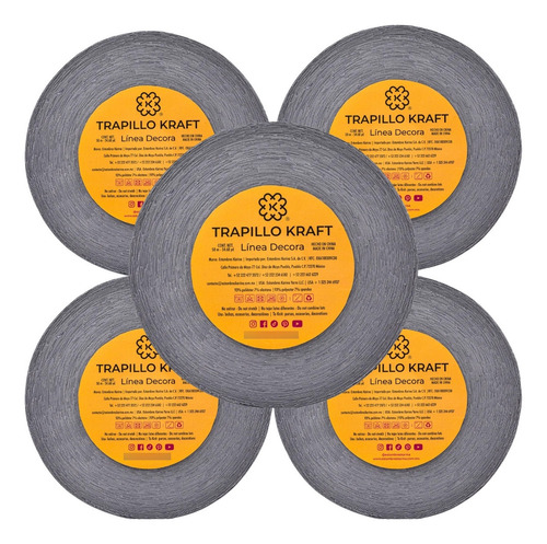 Trapillo Poliester Paq De 5 Rollos De 50 Mts C/u E. Erika 101 Gris Perla