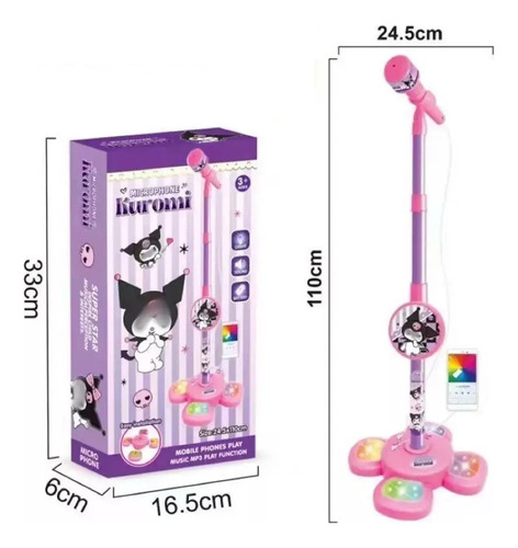 Infantil Karaoke Micrófono Juguete Con Base Bocina Luces