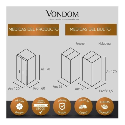 Heladera Vondom Acero Inox Con Freezer 580lts-cuotas