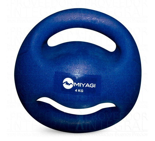 Balón Pelota Medicinal Doble Agarre 4 Kg Azul En Pvc Miyagi