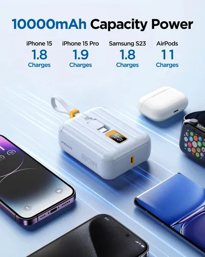 Power Bank Pisen 10000 Para iPhone 12 Al 16 30w Azul
