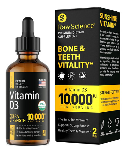 Gotas De Vitamina D3 10,000iu Huesos Fuertes Y Corazón Salud Sabor N/a