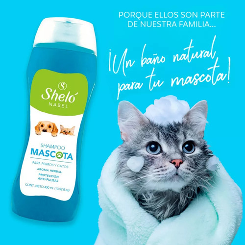 Shampoo Mascotas Perros Y Gatos Sheló Nabel 400ml Herbal