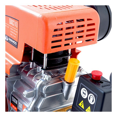 Imagen 3 de 4 de Compresor de aire eléctrico portátil Daewoo DAC24D monofásico 24L 2hp 220V 50Hz negro/naranja