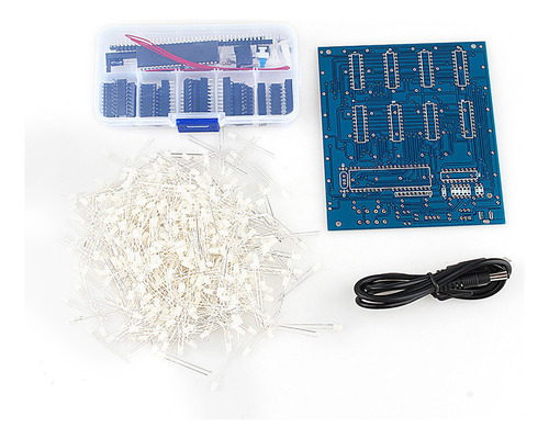 8x8x8 3d Led Diy Cubo De Luz Kit Cuadrado Blanco Led Azul Ra