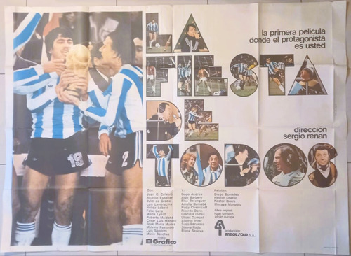Afiche Poster De Cine Futbol. La Fiesta De Todos Mundial 78 (Usado)