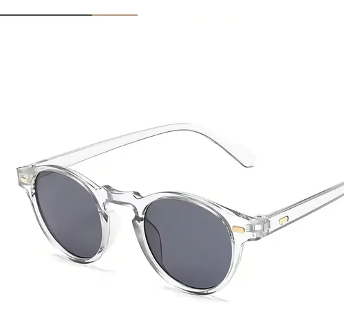 Oculos De Sol Redondo Retro Vintage Transparente Com Protecao Uv